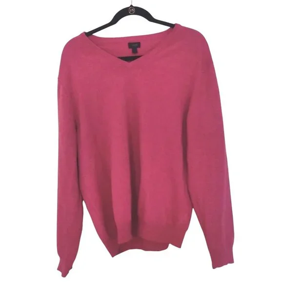J.Crew Women's Pink V-Neck Pullover Sweater Large Soft Knit Cotton Long Sleeve - Picture 9 of 10